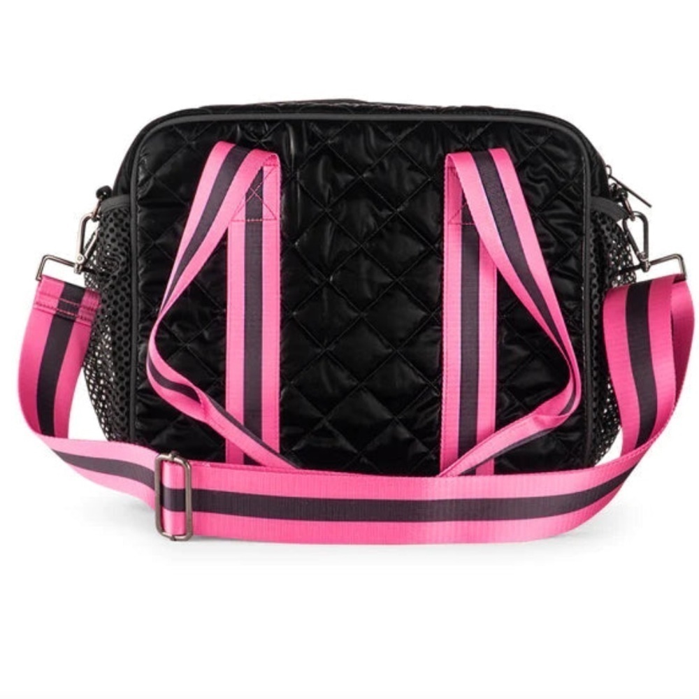 Haute Shore Couture Quilted Pickle Ball Tote Bag Black/Pink 2 Regular Racquets - Picture 2 of 10